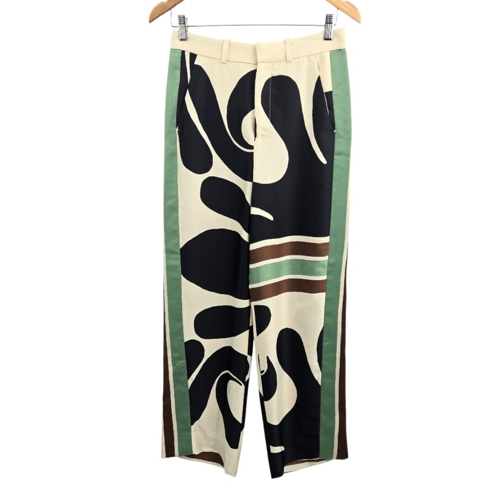 Zara Pants Wide Leg Print Cream Black Swirl XS - Picture 2 of 16
